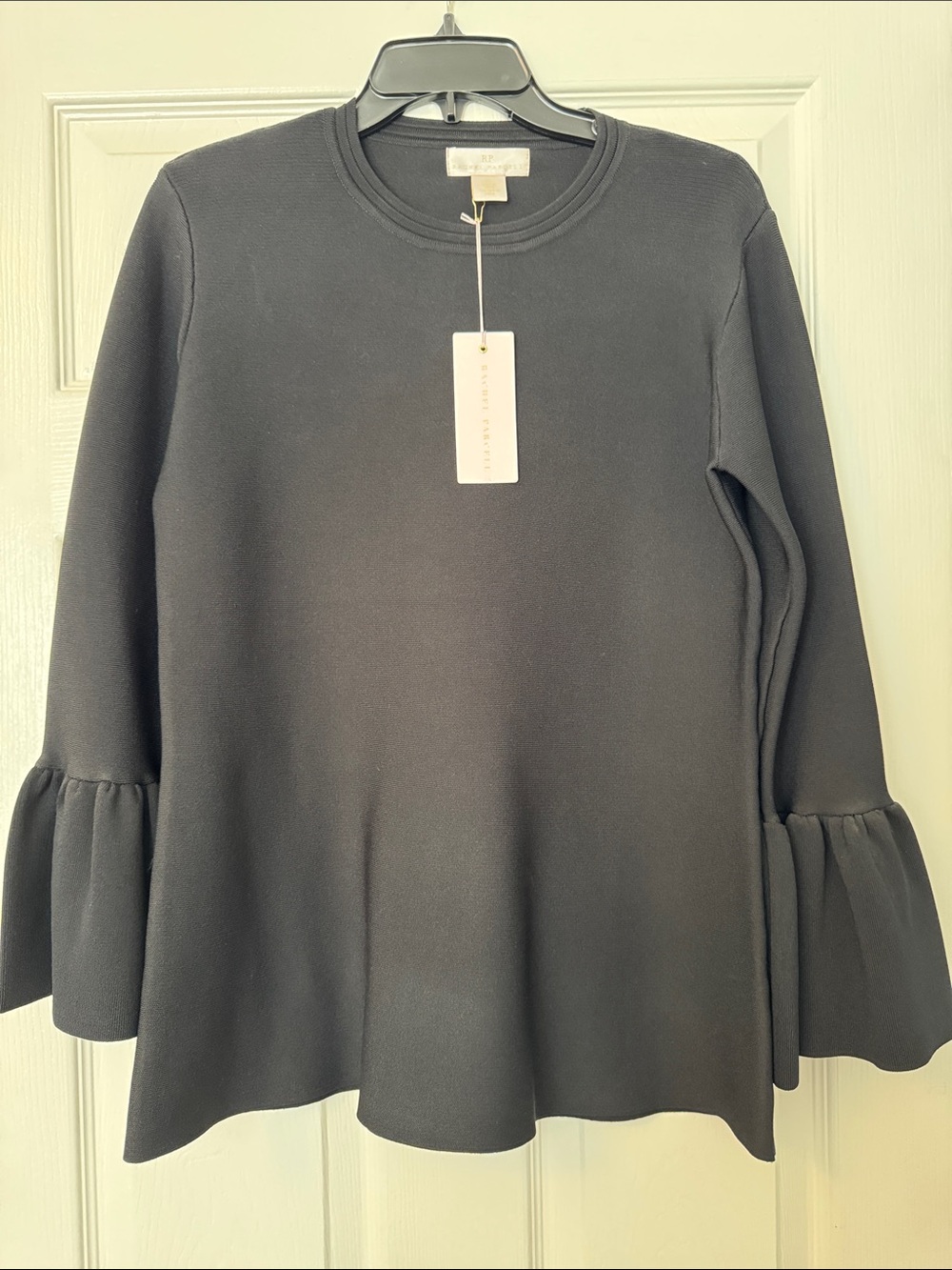 Rachel Parcell Black Ponte Ruffle-Sleeve Top